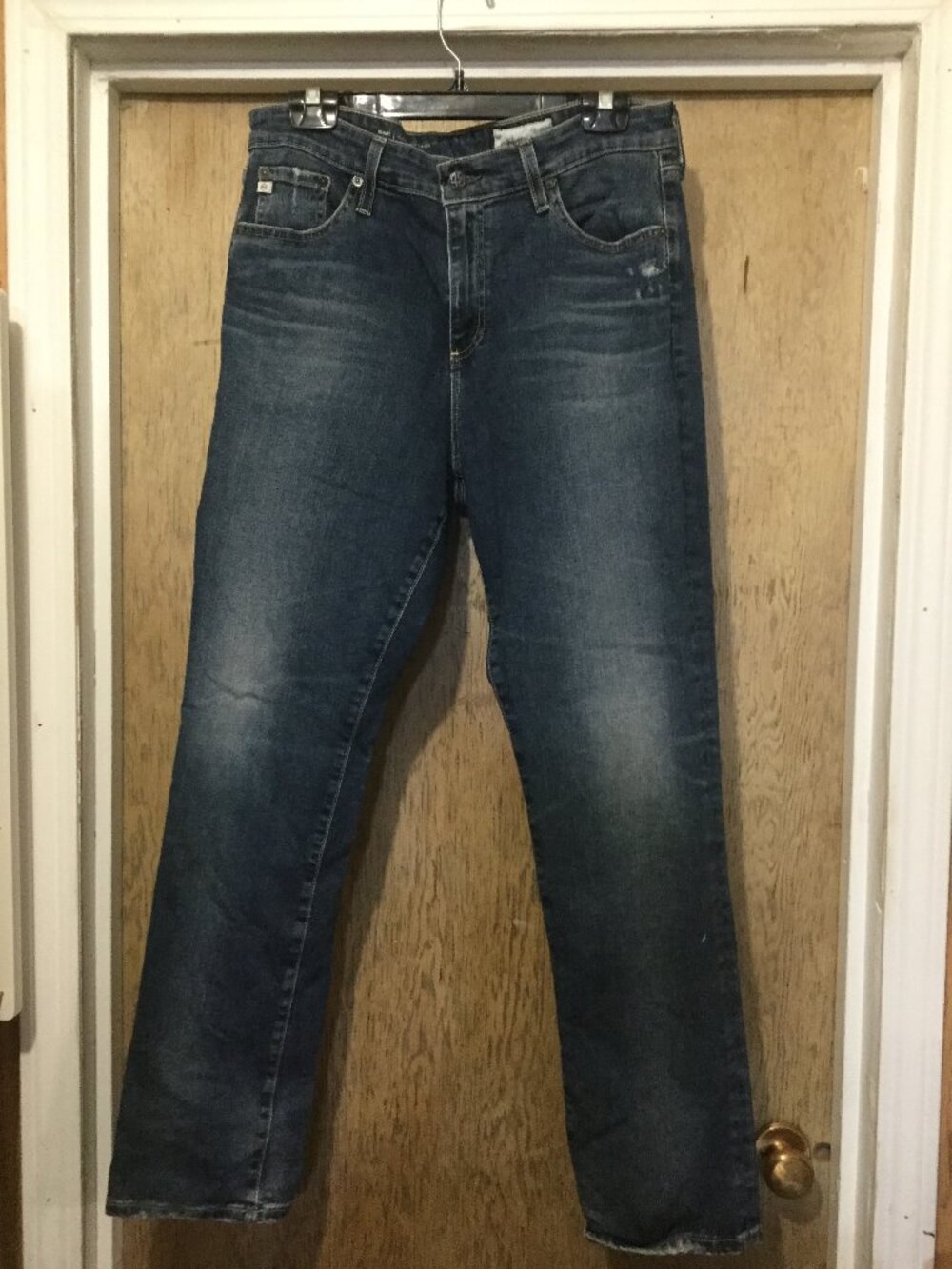 AG-ED Denim jeans size 32 a few destressed places waist =16" inseam is 30" blue